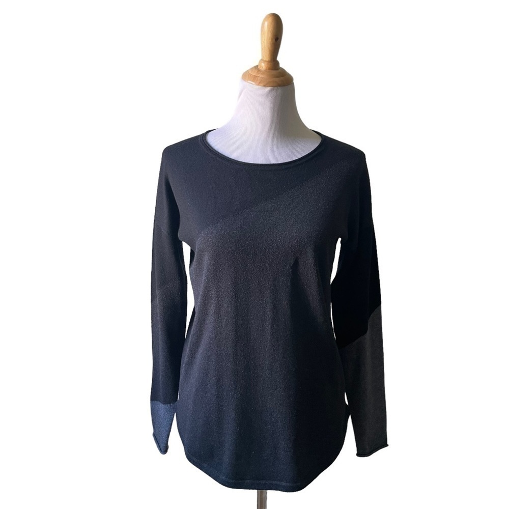 Smartwool Women's Shadow Pine Colorblock Sweater Black Heather Small